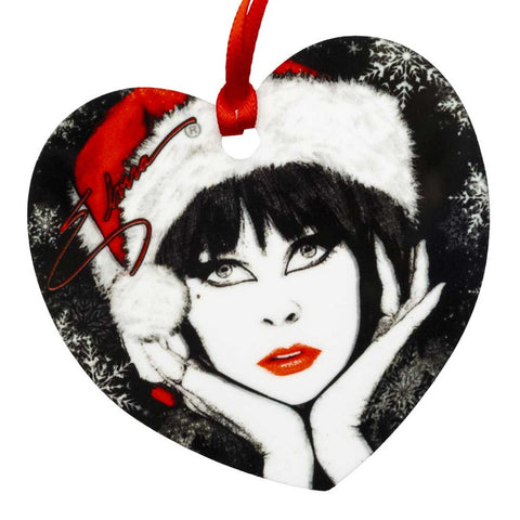 Elvira Santa Face Signature Heart Ornament