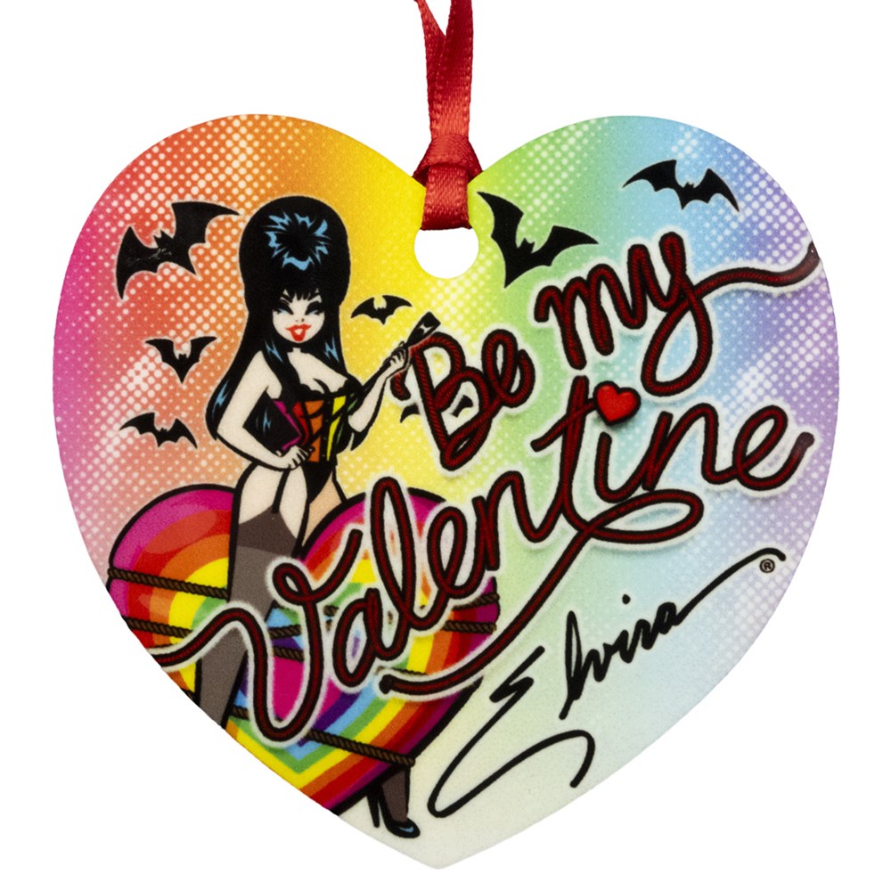 Elvira Be My Valentine Rainbow Heart Ornament
