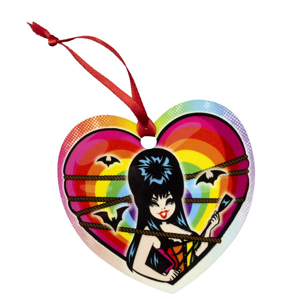Elvira Be My Valentine Rainbow Heart Ornament