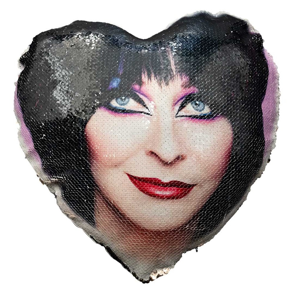 Elvira Heart Pink Smile Heart Shaped Champagne Sequin Pillow
