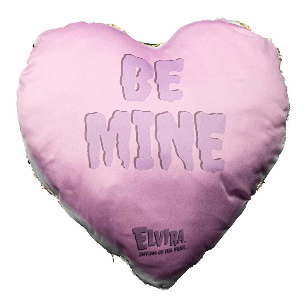 Elvira Heart Pink Smile Heart Shaped Champagne Sequin Pillow