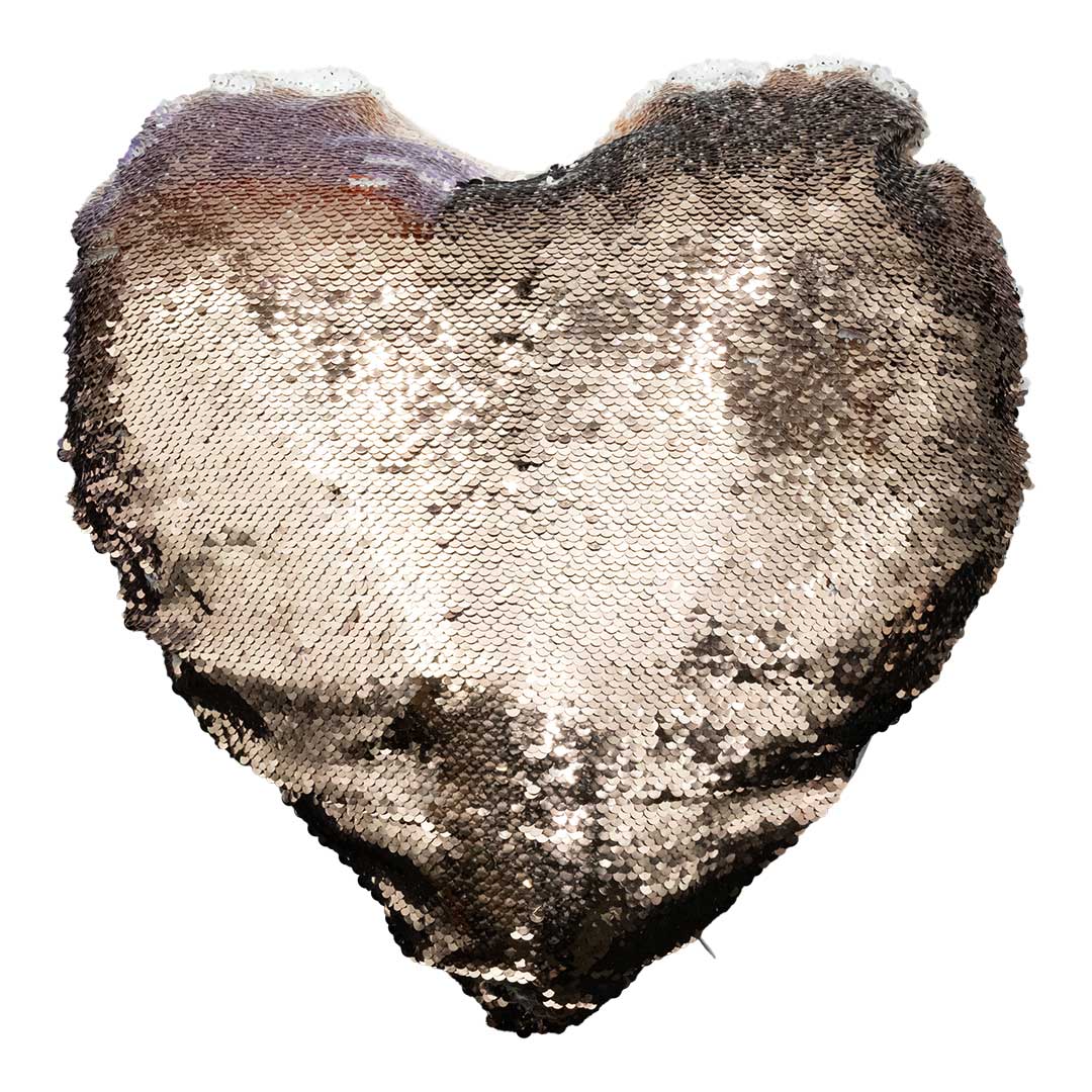 Elvira Heart Purple Skeleton Heart Shaped Champagne Sequin Pillow