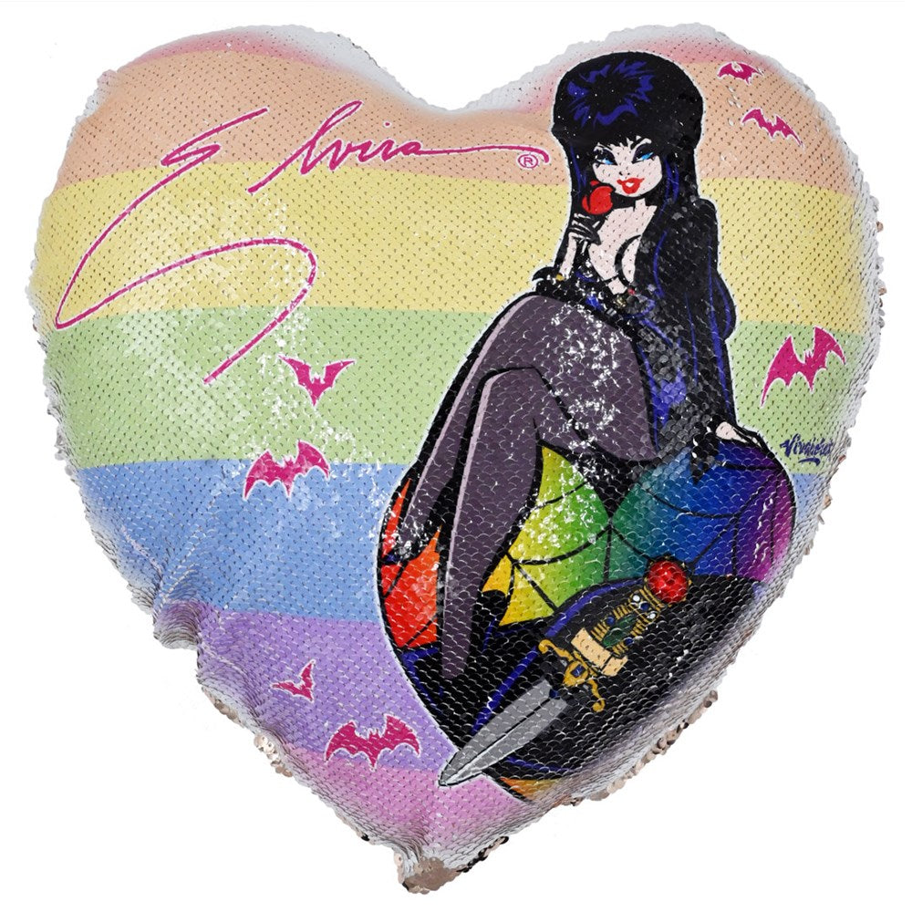 Elvira Rainbow Rose Champagne Sequin Pillow
