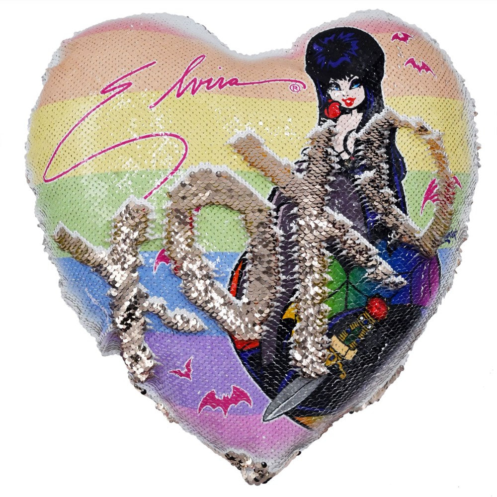 Elvira Rainbow Rose Champagne Sequin Pillow