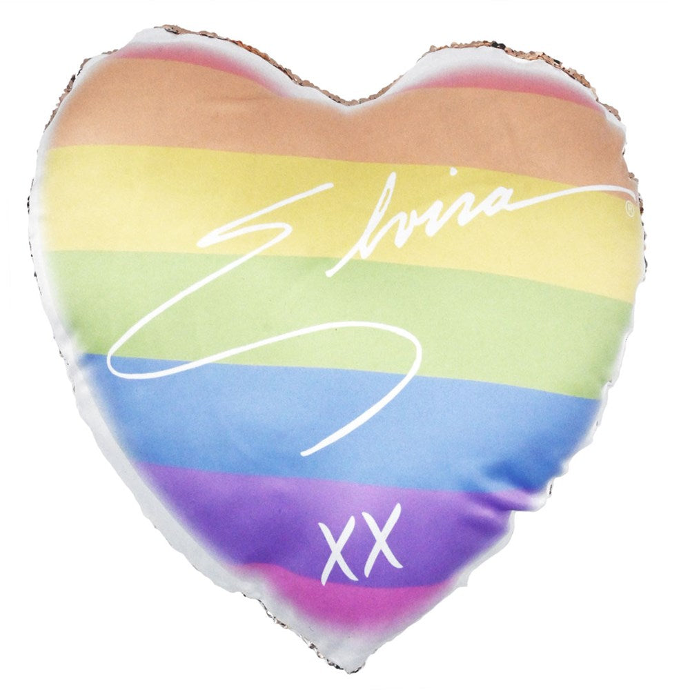 Elvira Rainbow Rose Champagne Sequin Pillow