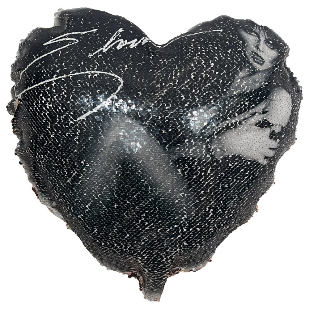 Elvira Shoulder Show Heart Shaped Champagne Sequin Pillow