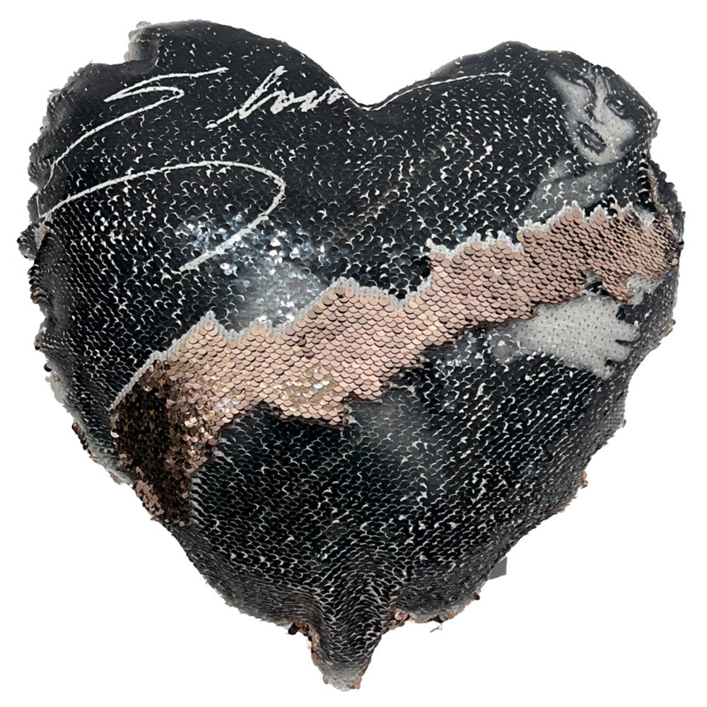 Elvira Shoulder Show Heart Shaped Champagne Sequin Pillow