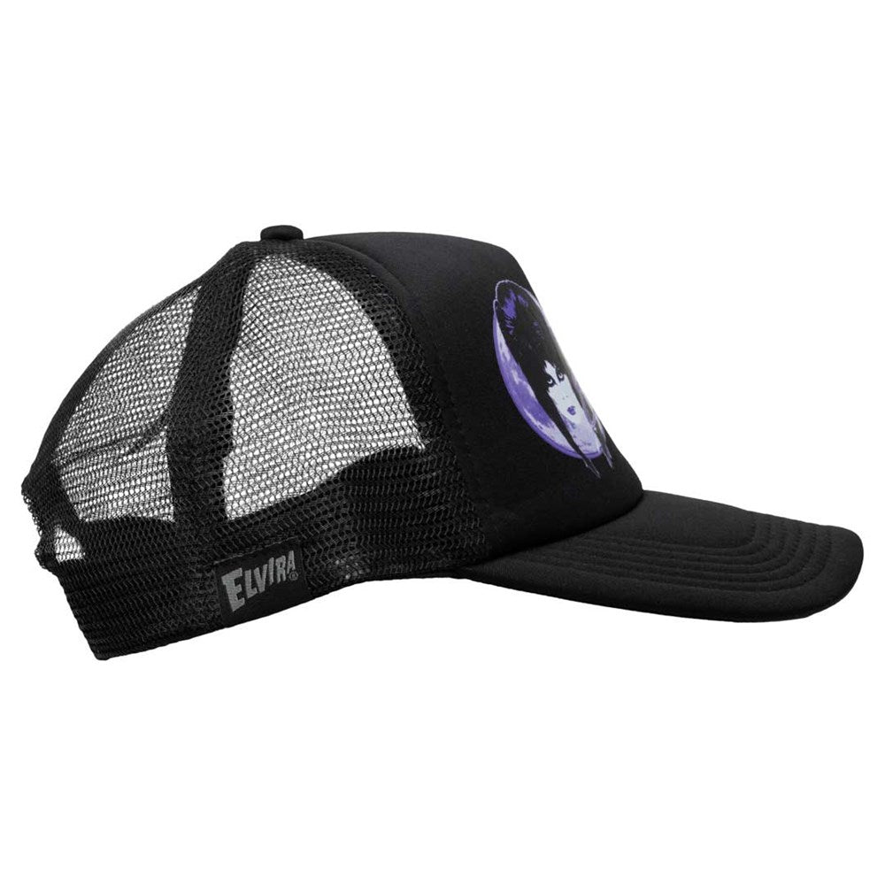 Elvira 80s Moon Purple Black Trucker Hat