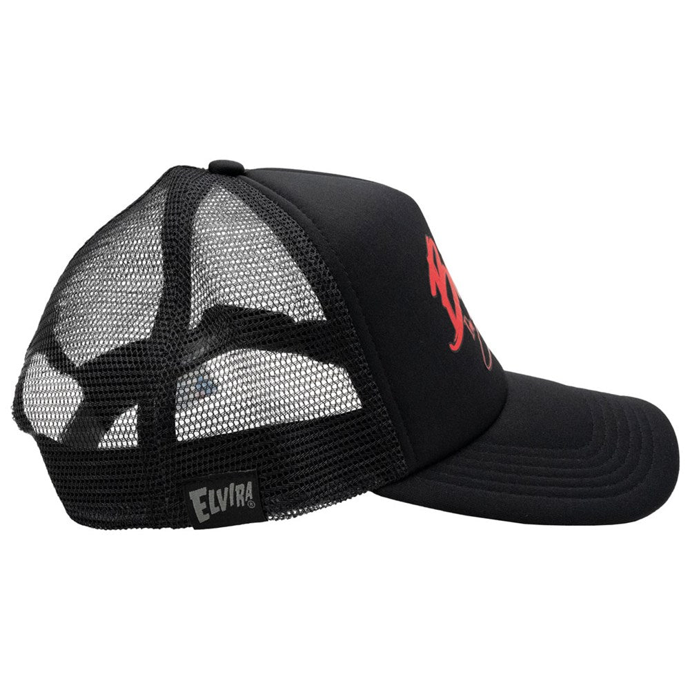 Bitch I'm Elvira Red Slogan Black Trucker Hat
