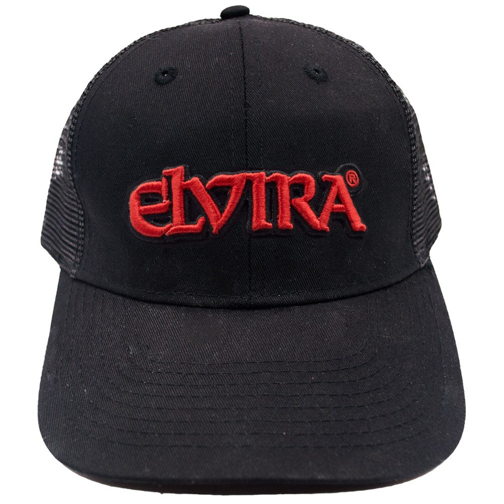 Elvira Embroidered Red Logo Trucker Hat