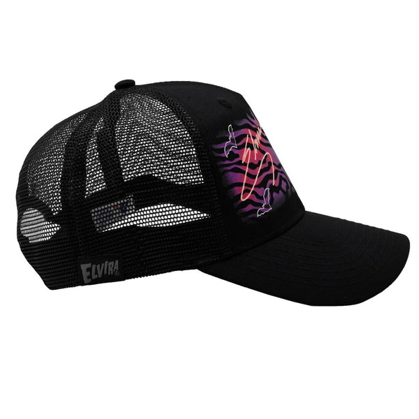 Elvira New Wave Bats Black Trucker Hat