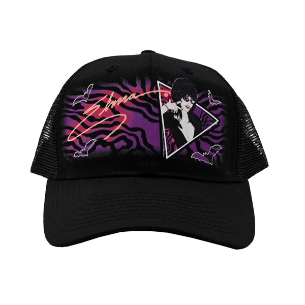 Elvira New Wave Bats Black Trucker Hat