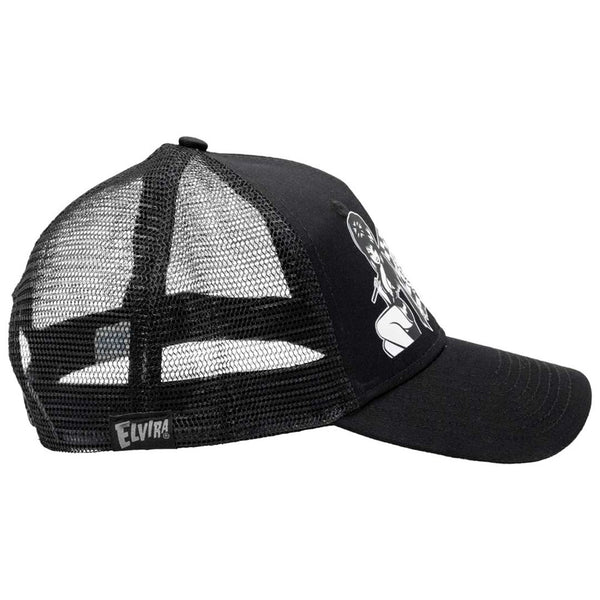 Elvira Halloween Racer Flag Black Trucker Hat