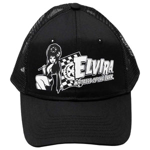 Elvira Halloween Racer Flag Black Trucker Hat