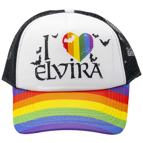 Elvira I Heart Bats Rainbow Trucker Hat