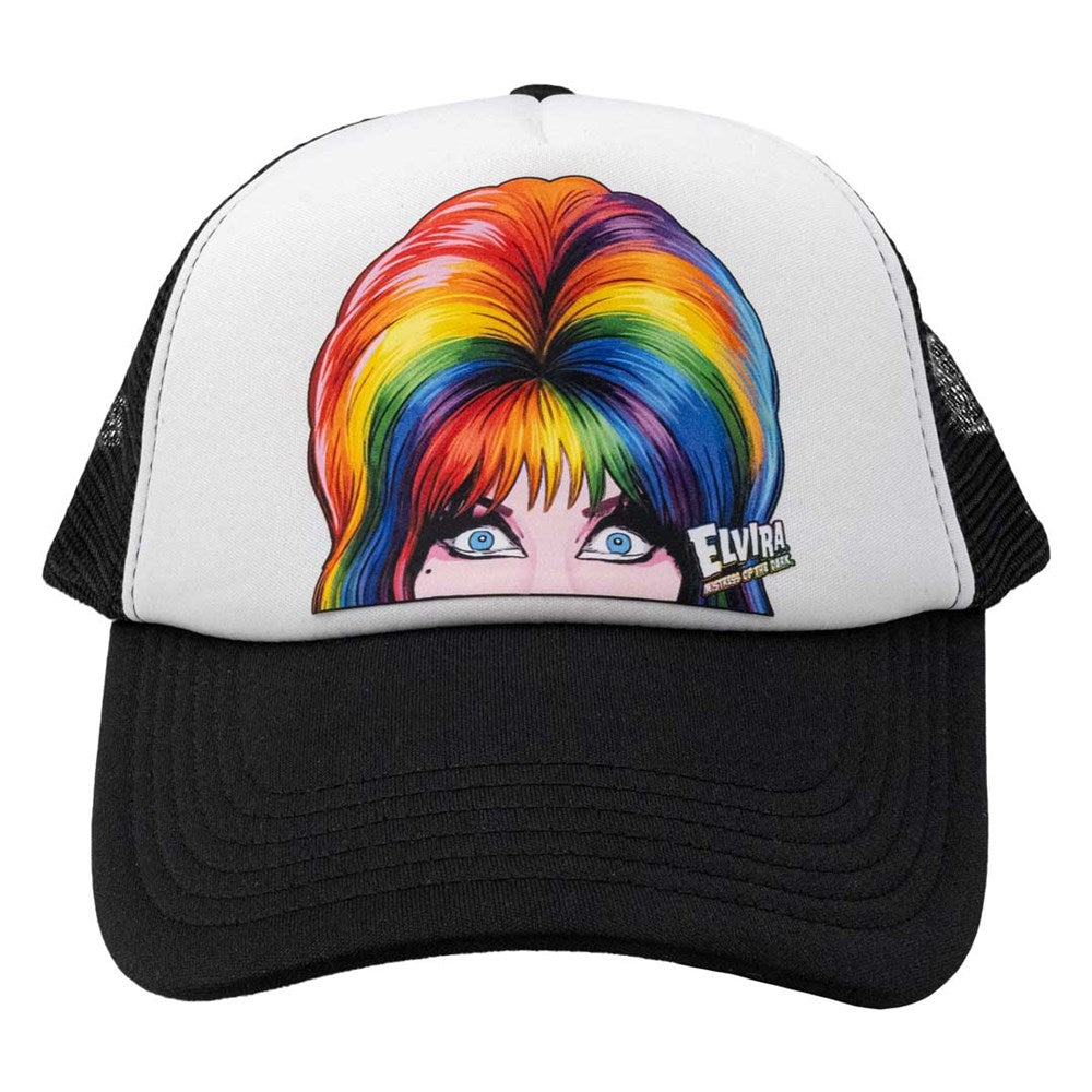 Elvira Peeker Rainbow Trucker Hat
