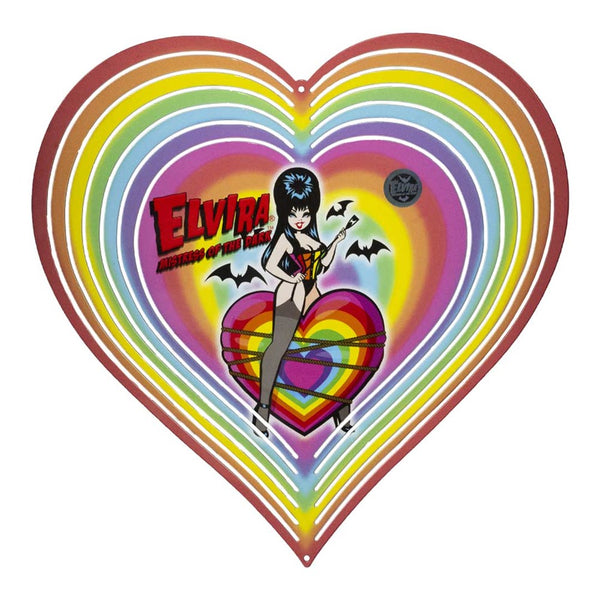 Elvira Be My Valentine Rainbow Heart Wind Spinner