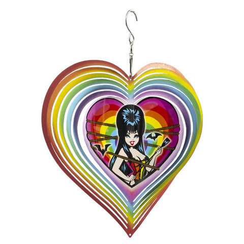 Elvira Be My Valentine Rainbow Heart Wind Spinner