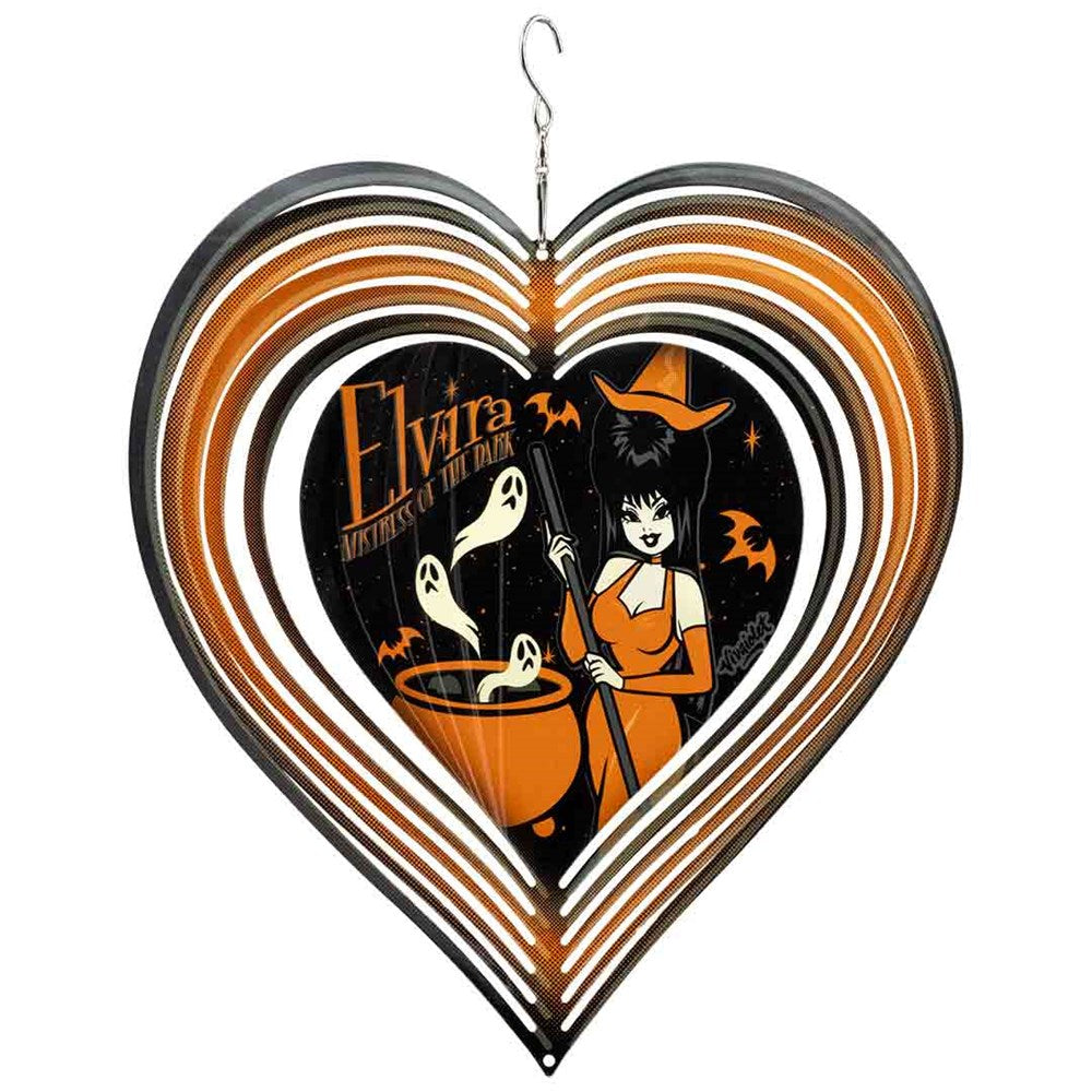 Elvira Vintage Witch Cauldron Heart Wind Spinner