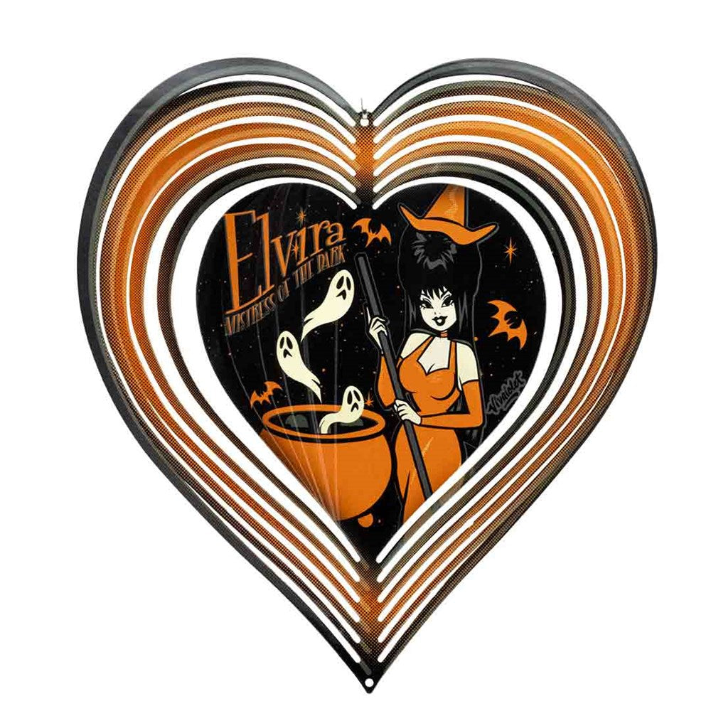 Elvira Vintage Witch Cauldron Heart Wind Spinner