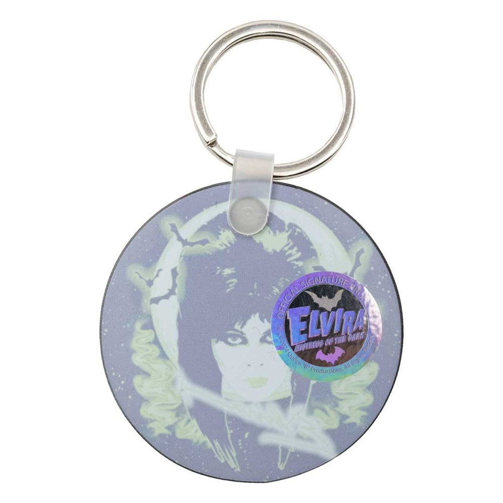 Elvira 80s Moon Green Round Acrylic Keychain