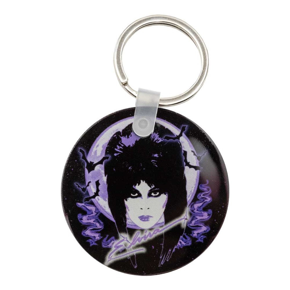 Elvira 80s Moon Purple Round Acrylic Keychain