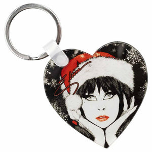 Elvira Santa Face Signature Acrylic Heart Keychain