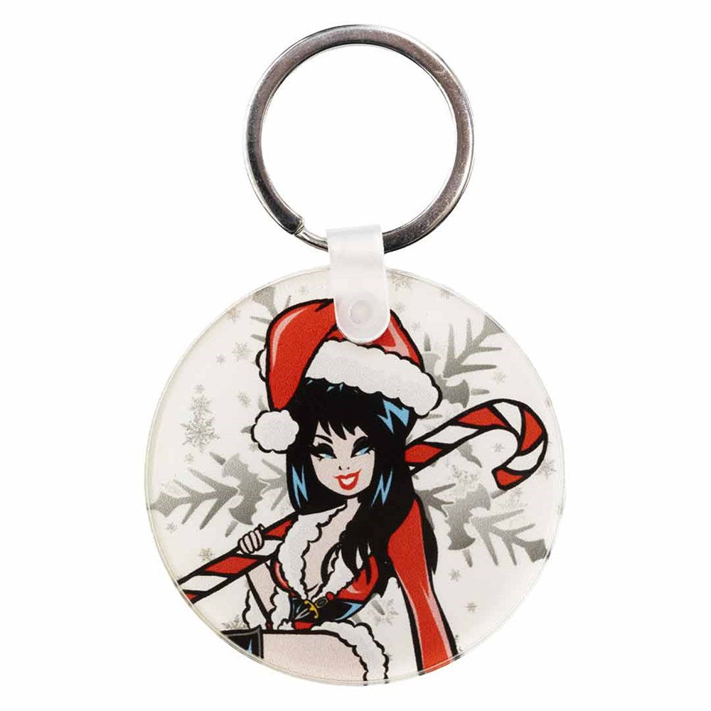 Elvira Viva Candy Cane Round Keychain