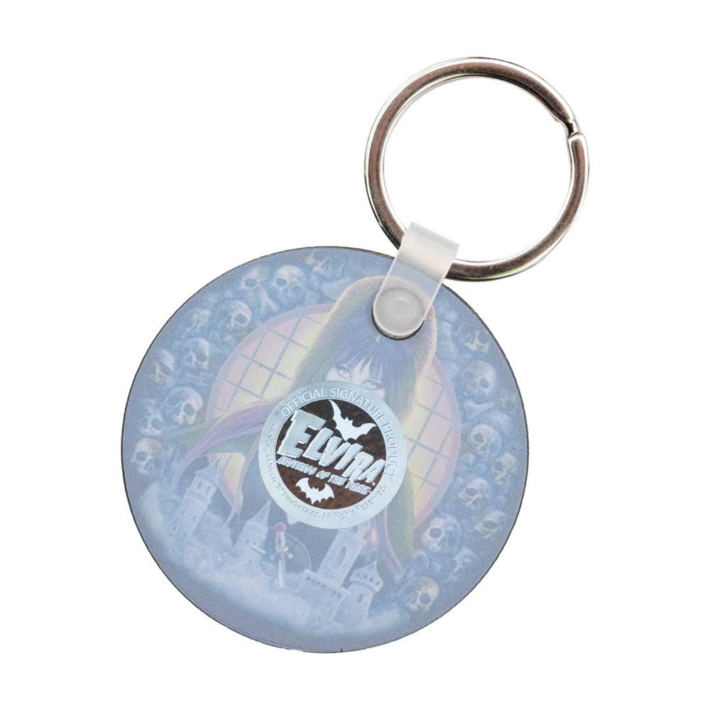 Elvira Haunted Hills Skulls Round Acrylic Keychain