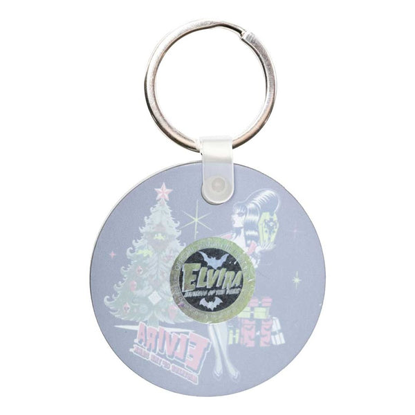 Elvira Retro Xmas Tree Round Acrylic Keychain