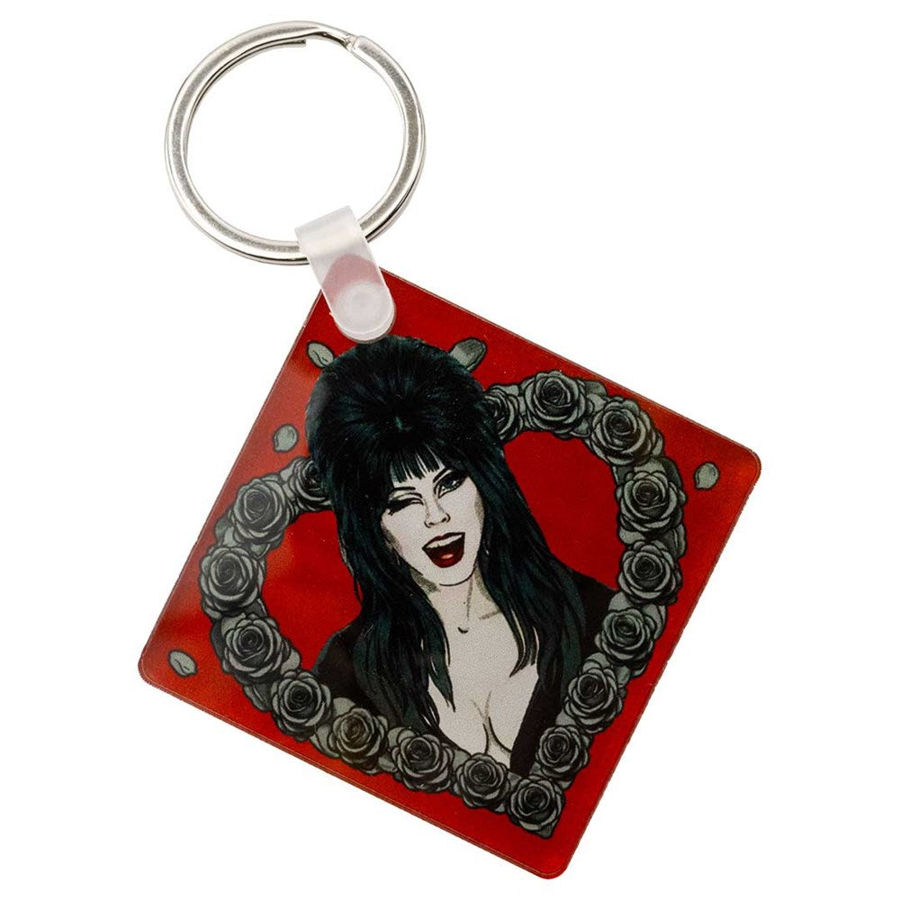 Elvira Black Heart Love Square Acrylic Keychain