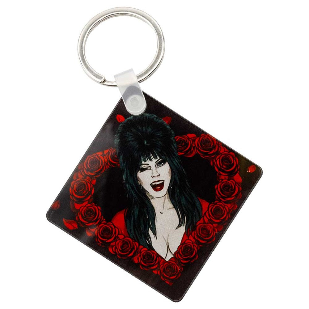 Elvira Red Heart Love Square Acrylic Keychain