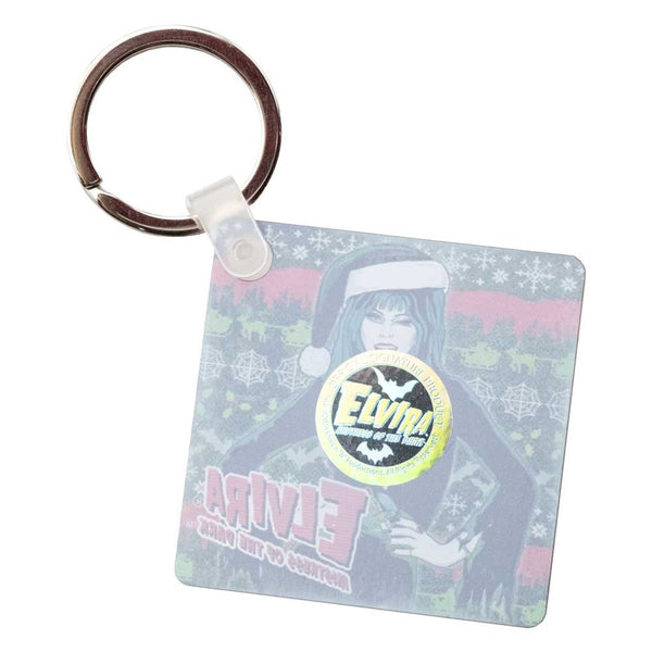 Elvira Wink Xmas Sweater Square Acrylic Keychain