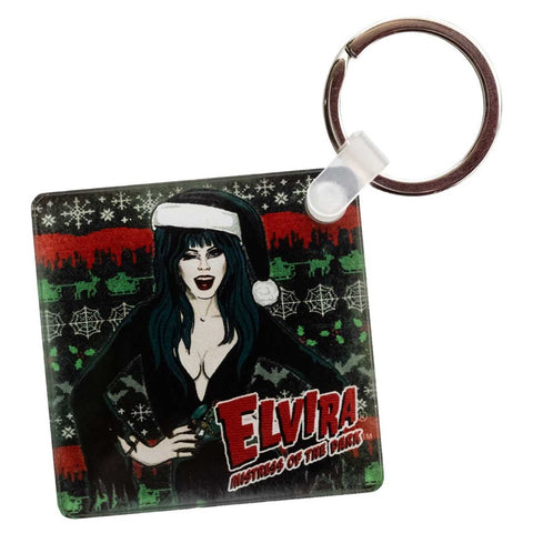 Elvira Wink Xmas Sweater Square Acrylic Keychain