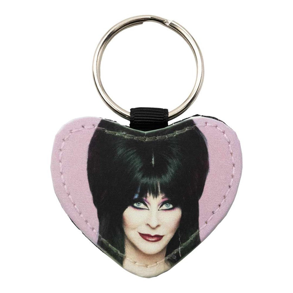 Elvira Heart Pink Smile Black Glitter Heart Keychain