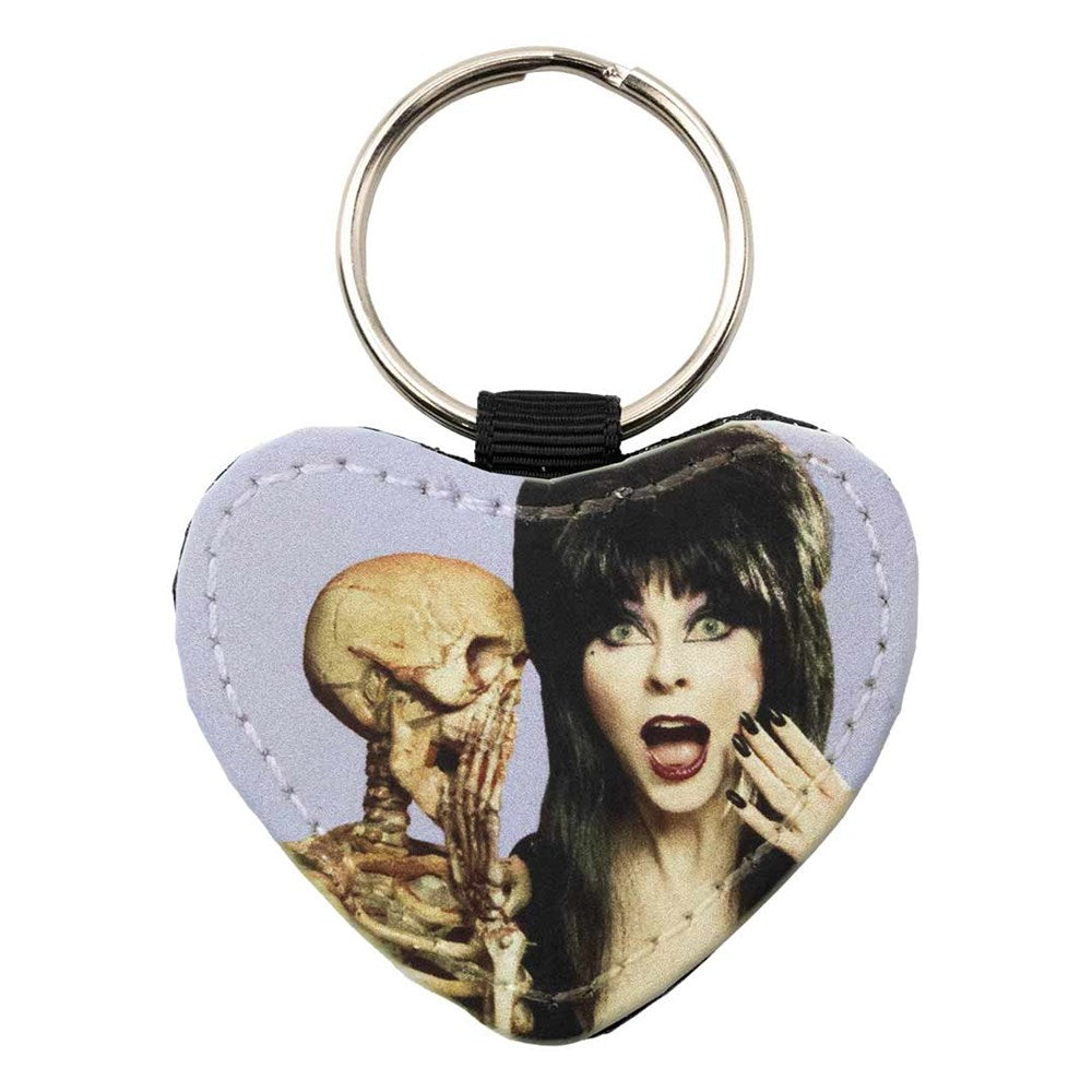 Elvira Heart Purple Skeleton Black Glitter Heart Keychain