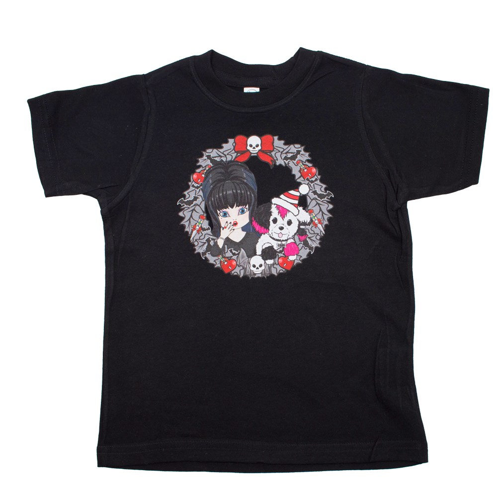 Elvira Cutie Xmas Wreath Black Toddler Tee