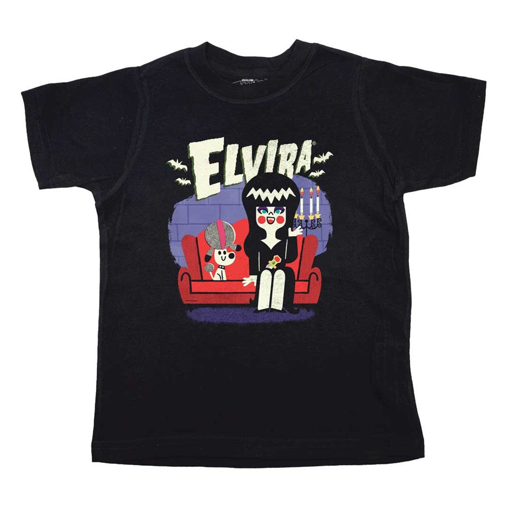 Elvira And Gonk Couch Black Toddler Tee