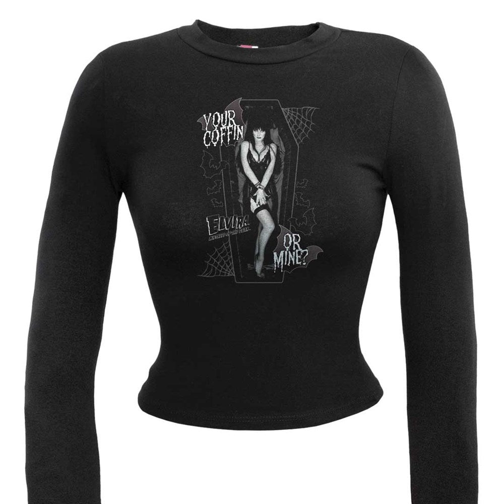 Elvira Your Coffin Or Mine Longsleeve Crop Tee