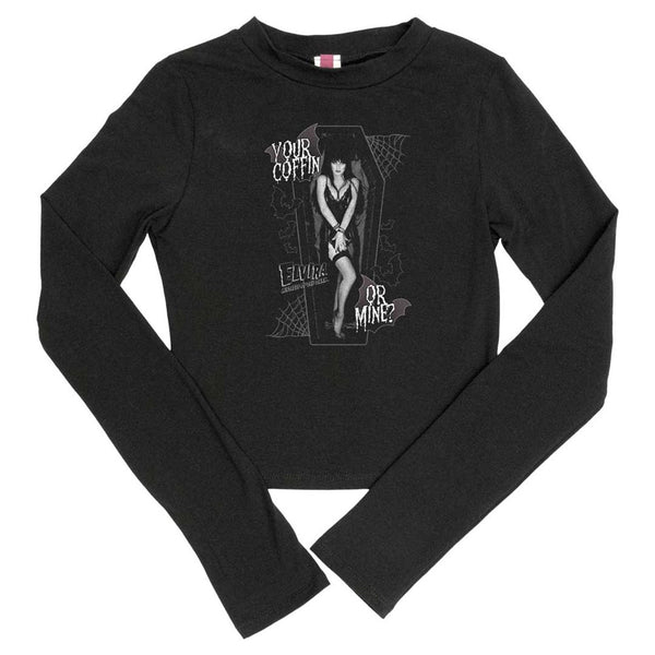 Elvira Your Coffin Or Mine Longsleeve Crop Tee