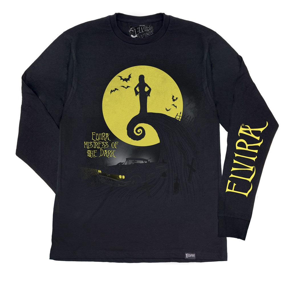 Elvira Spiral Hill Car Long Sleeve Shirt