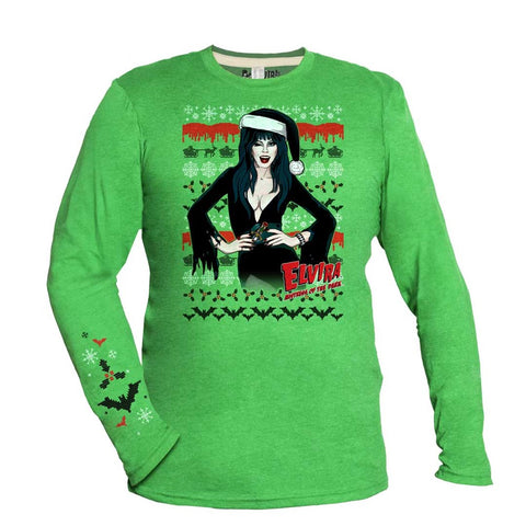 Elvira Wink Xmas Sweater Green Long Sleeve Shirt