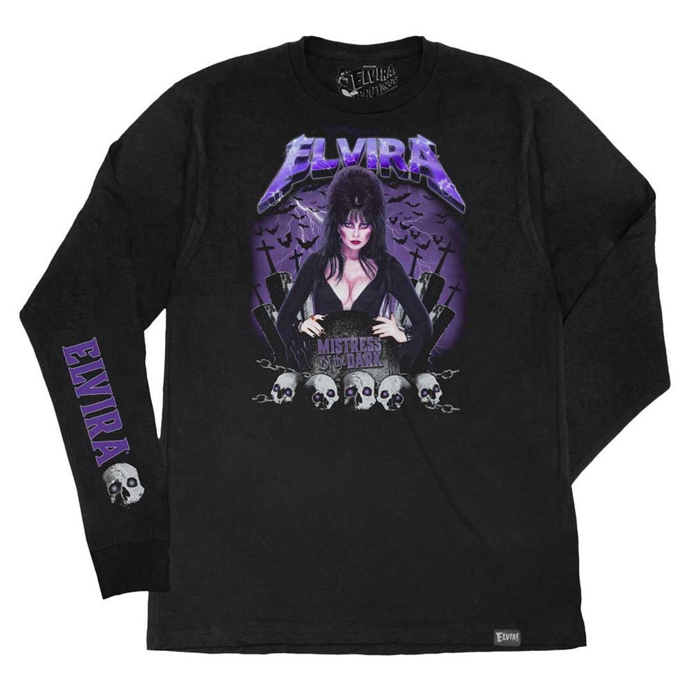 Elvira Ride The Bats Black Long Sleeve Shirt