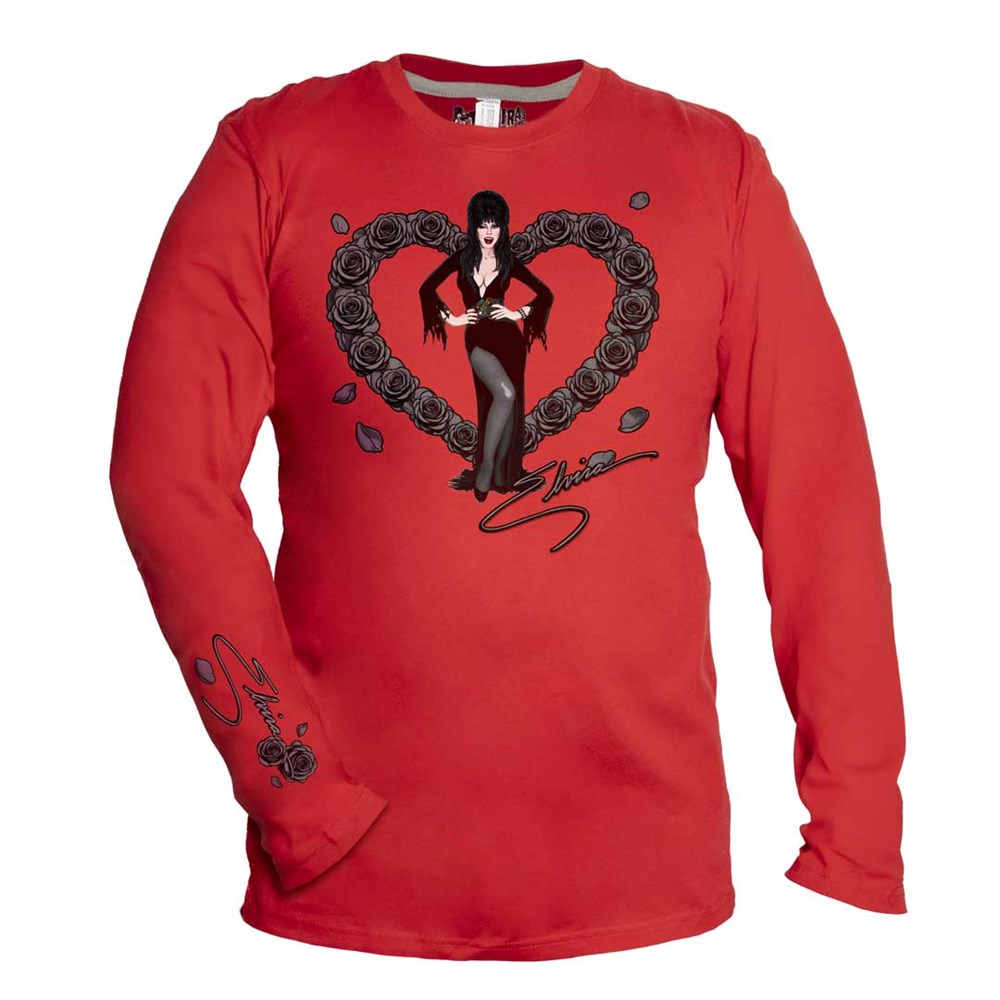 Elvira Black Heart Love Red Long Sleeve Shirt
