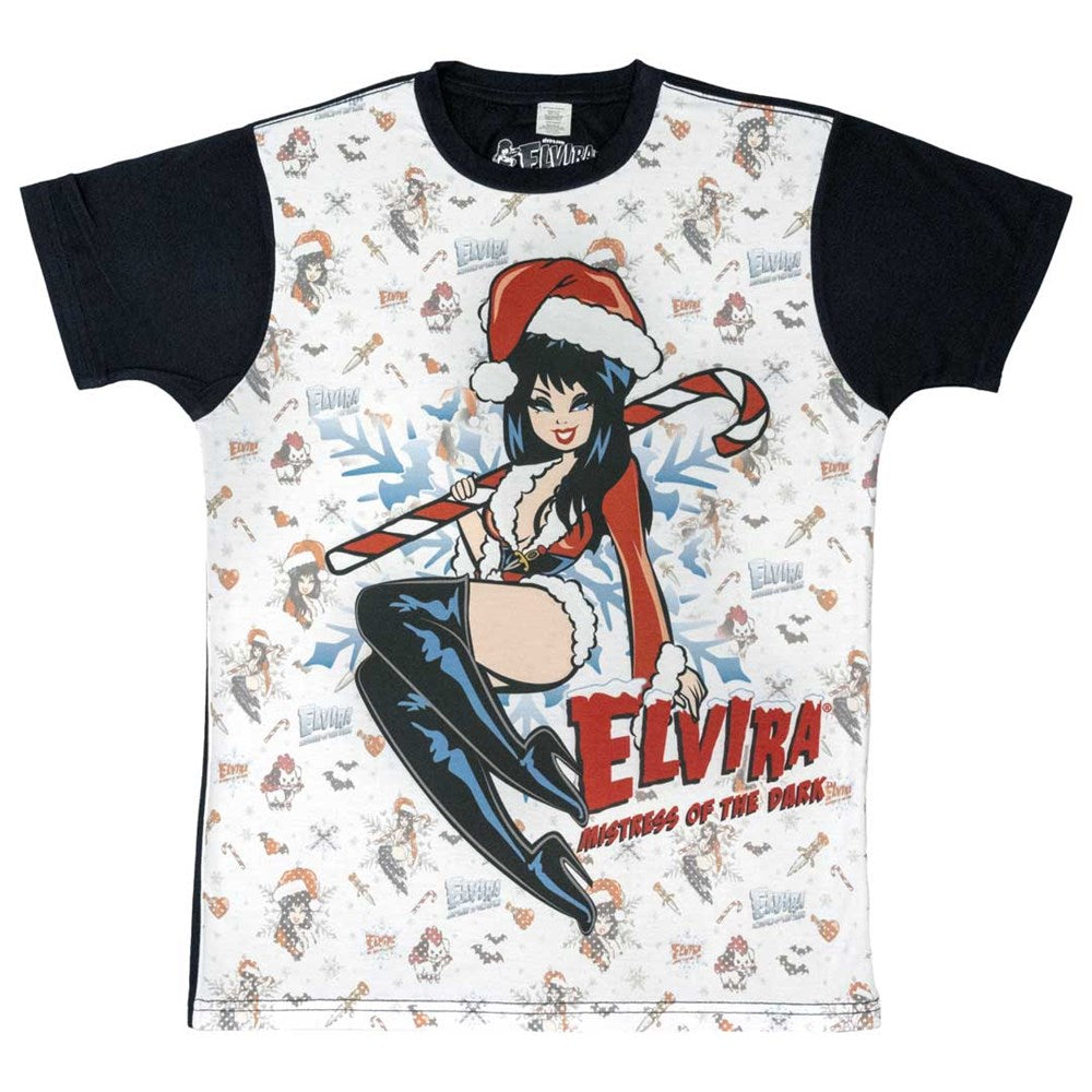 Elvira Viva Candy Cane Repeat Mens Sub T-shirt