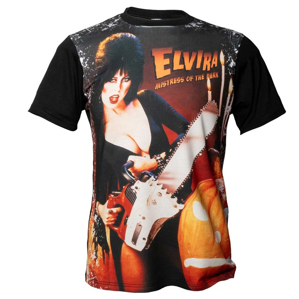 Elvira Pumpkin Carver Jumbo Print T-shirt