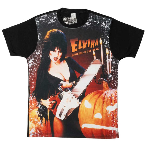 Elvira Pumpkin Carver Jumbo Print T-shirt