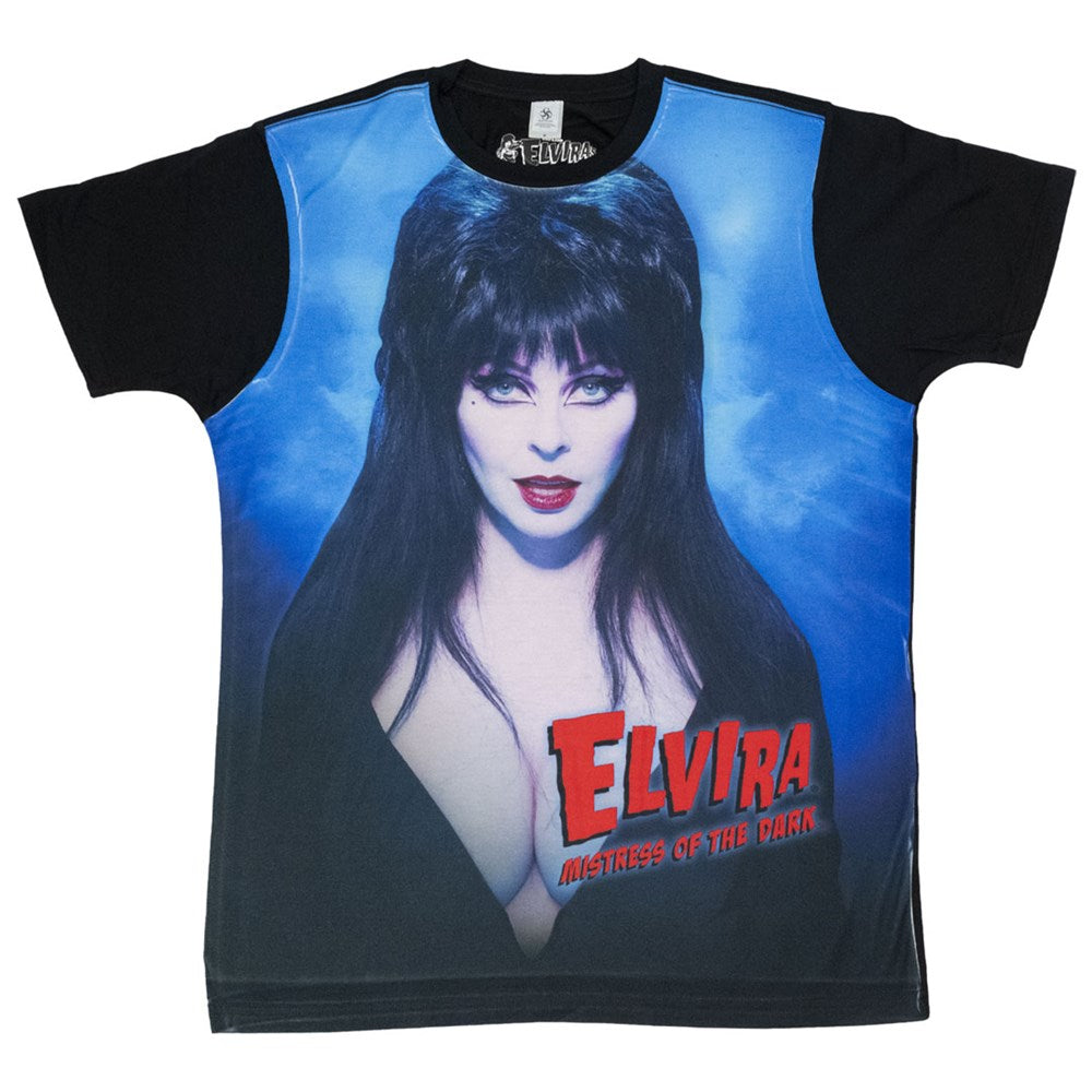 Elvira Portrait Blue Jumbo Print T-shirt