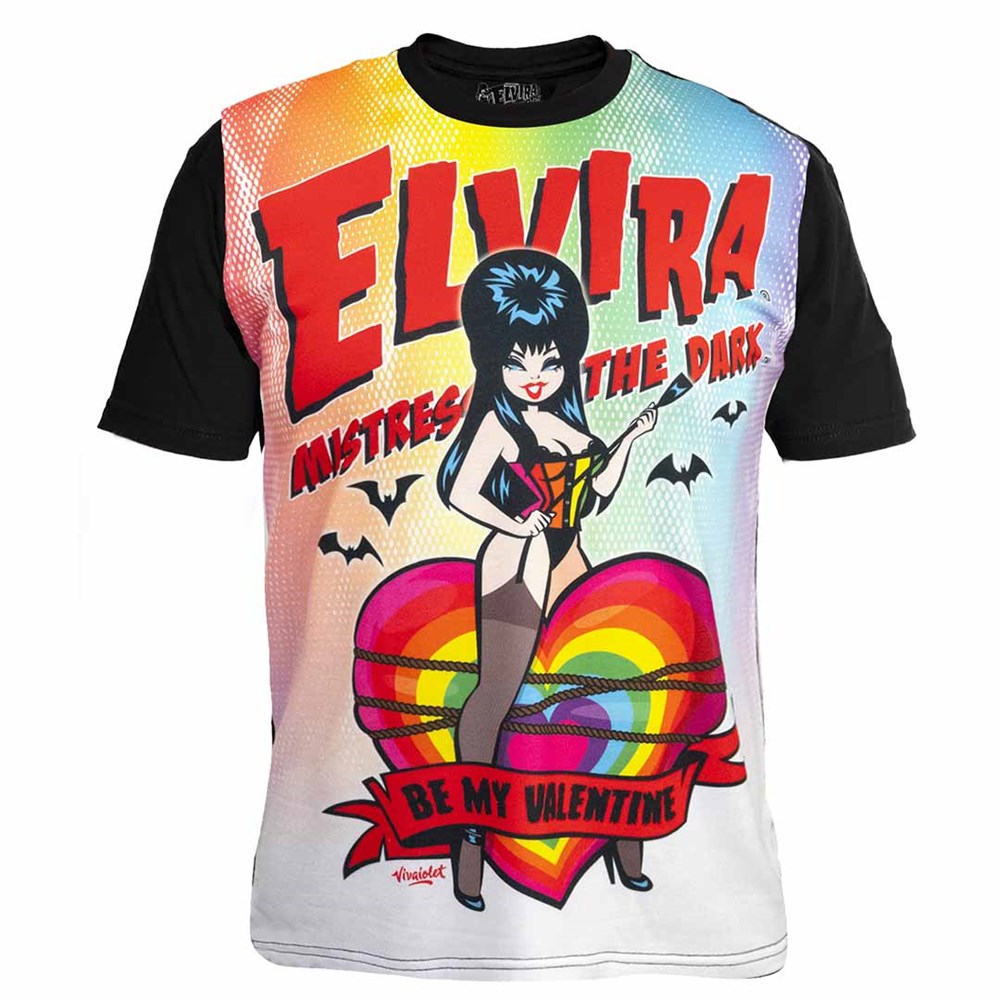 Elvira Be My Valentine Rainbow Jumbo Print T-shirt