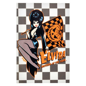 Elvira Halloween Racer Flag Magnet